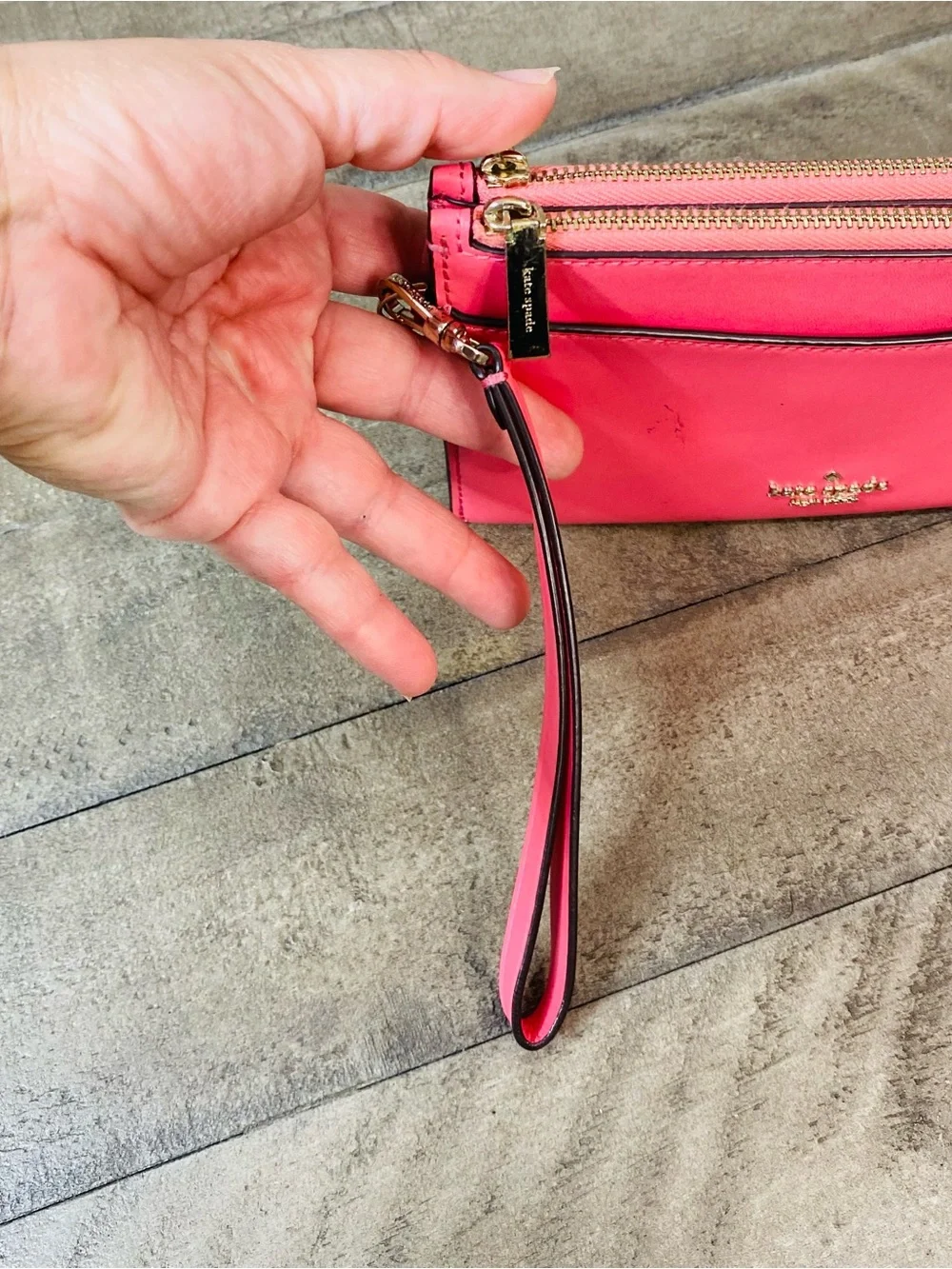 Kate Spade Picnic in the Park Strawberry Double Zip Wristlet Pink